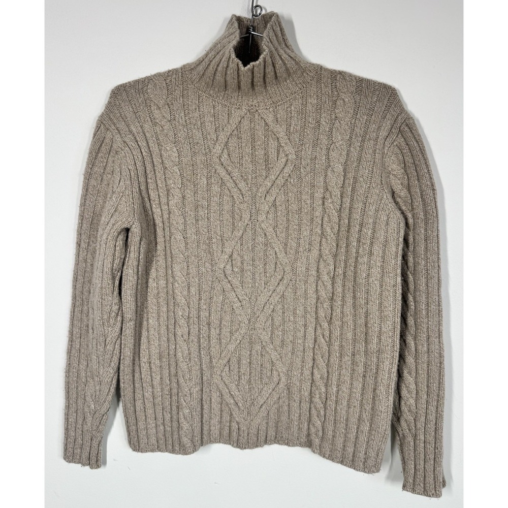 Banana Republic Chunky  Fisherman Knit Merino Wool Blend Turtleneck Sweater Sz S